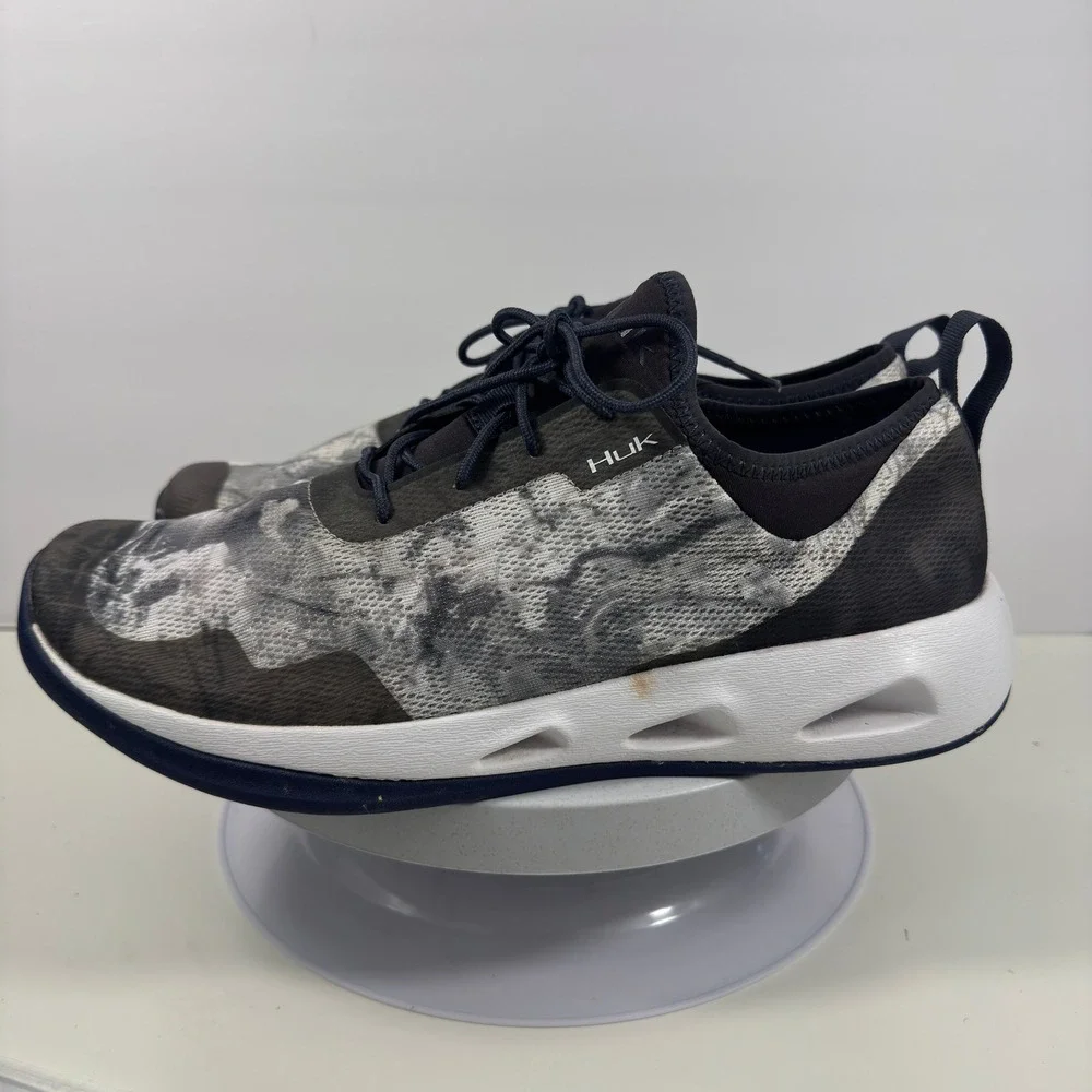 Huk Men Sneakers Lightweight Fishing Water Shoes‎ Camo Black White US 11